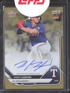 2025 Topps Now #A-WL Wyatt Langford Road To Opening Day Gold Auto #d/50 Rangers - Picture 1 of 6