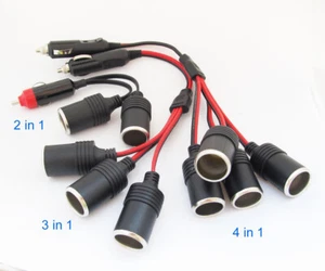 Cable cargador encendedor de cigarrillos para automóvil divisor de salida de toma de 1 a 2/3/4 vías 12 V 24 V - Imagen 1 de 10
