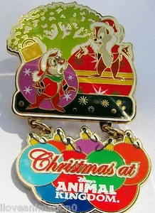 Disney WDW Christmas at Disney's Animal Kingdom Dangle Chip and Dale Pin - Picture 1 of 2