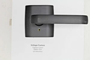 Schlage Custom Combined Interior Clybourn Lever Dalton Black FC21CYB622DLT #8po - Picture 1 of 4