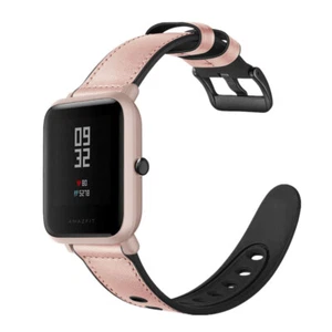 Leather and Rubber Hybrid Watch Band Strap For Amazfit Bip 5 3 U Pro S - Picture 1 of 29