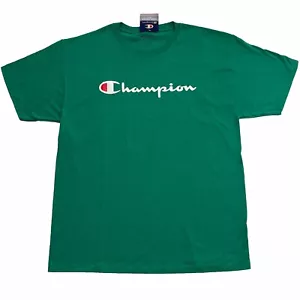 New Men Champion Classic Crew Neck Tee T-shirt Short Sleeve Top Green Large L - Picture 1 of 10