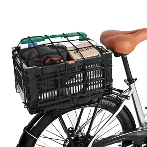 35L Bike Foldable Rear Bicycle Rack, Ebike Storage Basket w/ Large Cargo Net - Picture 1 of 13