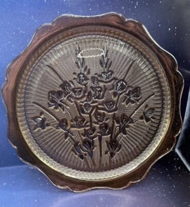 Vtg Jeanette Iris Iridescent 12" Sandwich Plate Marigold Herringbone Carnival - Picture 1 of 10