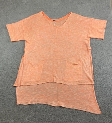 Top túnica Free People M Artsy Boho de gran tamaño dobladillo alto bajo lino tejido rayón $98 Foto 1 de 4