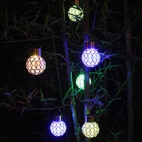 Color Changing LED Solar Crystal Garden Hanging Globe Ball Outdoor Party Light