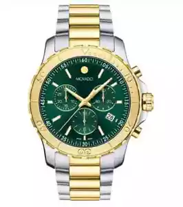Movado Active Sport Men's Watch Green Dial, Silver Gold Steel Band 2600181 New - Picture 1 of 5