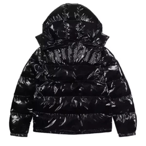NEW Embossed Trapstar Irongate Detachable Hooded Puffer Jacket Gloss Black NWT - Picture 1 of 4