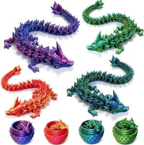 3D Printed Dragon Eggs with dragon , Articulated Crystal Dragon in Egg - Picture 1 of 16