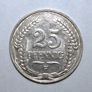 S6 - Germany 25 Pfennig 1910-F Almost Unc. / Unc. Coin - Kaiser Wilhelm II - Picture 1 of 2