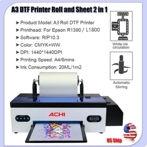 A3 DTF Printer Epson 1390 T-Shirt Printer Roll and Sheet 2 in 1 Customer Return - Picture 1 of 13