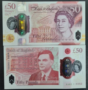 2021 Great Britain 50 Pounds AA Polymer England UNC - Picture 1 of 1