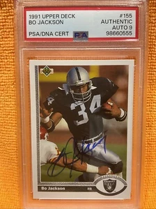 Bo Jackson Autograph 1991 Upper Deck #155 PSA/DNA CERT Auto 9 Authentic Raiders - Picture 1 of 8