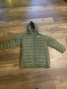 ADIDAS GREEN DOWN HOODED PUFFER JACKET~WOMEN’S 2 XL~ LONG~PARKA~EUC - Picture 1 of 13