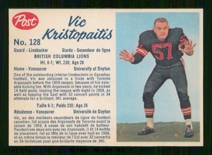 VICK KRISTOPAITIS 1962 POST CFL 1962 NO 128 EXMINT+ 25620 - Bild 1 von 2