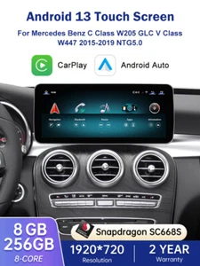 Pantalla táctil Android 13 de 12,3" integrada CarPlay para Mercedes C W205 V W447 X253 - Imagen 1 de 10