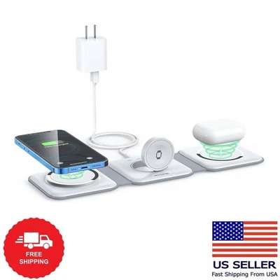 Wireless Charger 3 in 1,RTOPS Magnetic Travel Wireless Charging Station Multiple - Image 1 of 4
