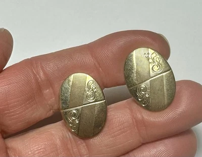 Abotoaduras de barra vintage gravadas em tom dourado Anson - Imagem 1 de 4