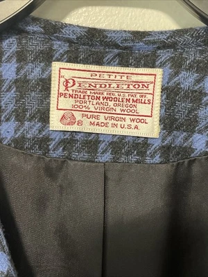 Pendleton Petite Wool Shorter Blue Blazer Size 12 Houndstooth - Image 1 of 4