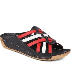 Sandalias de mula de cuña tejidas de cuero Pavers - Imagen 1 de 5