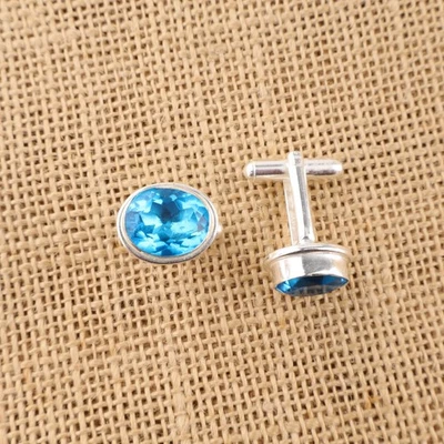 Naturale Gemma 925 Argento Sterling Gioielli Fatto a Mano Gemelli 0.59 " per - Immagine 1 di 4