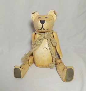 Vintage Wooden 9" Jointed Bear Articulating Limbs Unbranded - Picture 1 of 11
