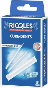 Ricqles Cure-Dents Plume D'Oie x 40 Unités Sachets Individuels Hygiène Dentaire - Picture 1 of 3