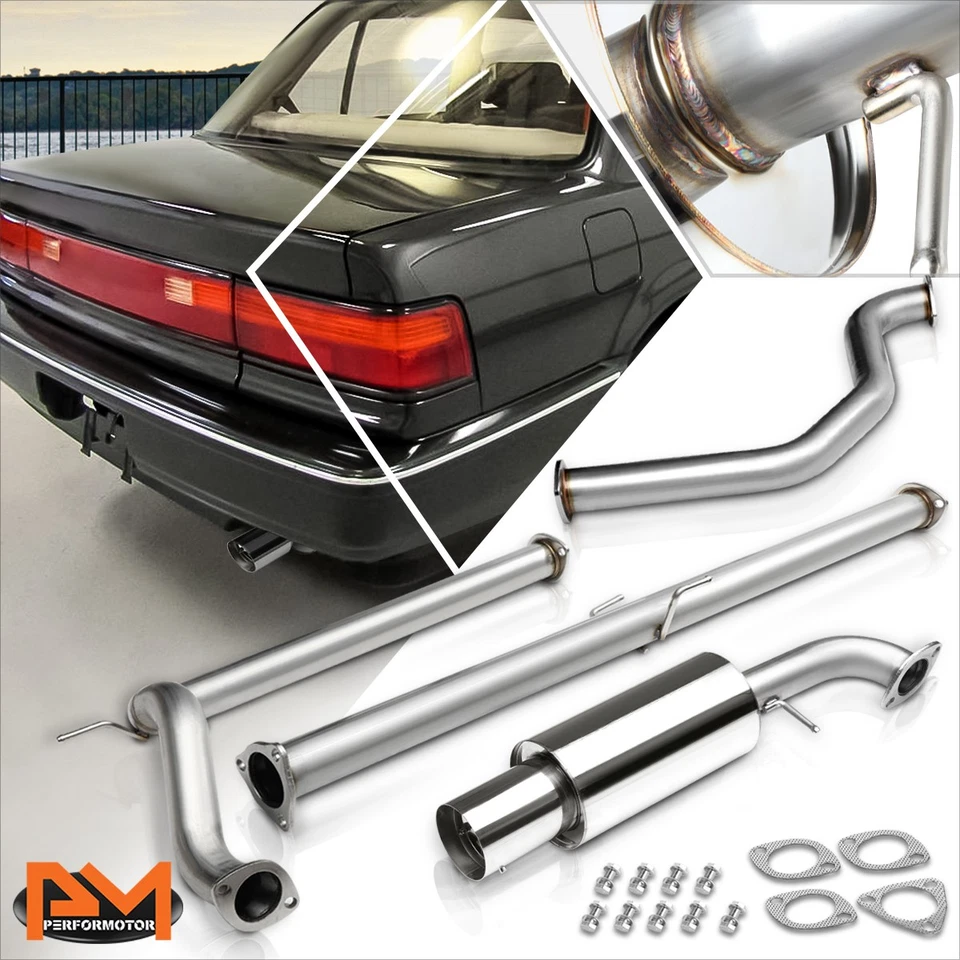For 89-91 Honda Civic ED 4-Dr Sedan 4" Round Tip Muffler Catback Exhaust System - Image 1 of 4