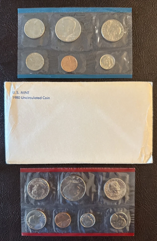 1980 US Mint Set Unc (13 Coins P/D/S w/3 Susan B Dollars) Cello/Envelope - Image 1 of 1