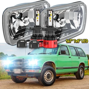 Pair 7x6 5x7 LED Headlights Hi Lo Beam for Chevy S10 Blazer El Camino Corvette - Picture 1 of 14