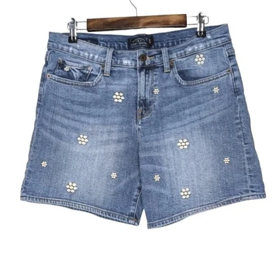 Lucky Brand Women's The Roll Up Embroidered Floral Blue Jean Shorts Size 10/30 - Image 1 of 4