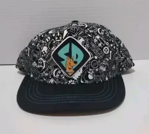 Scoob! Scooby-Doo All-Over Print Black & White Hat Snapback One Size Adjustable - Picture 1 of 19