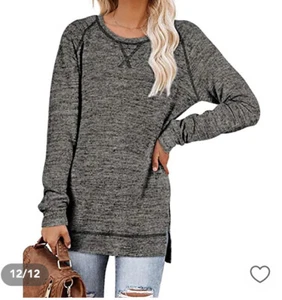 Aokosor Womens Size 2XL CHARCOAL Sweaters Lightweight Long Sleeve Split Side - Picture 1 of 8