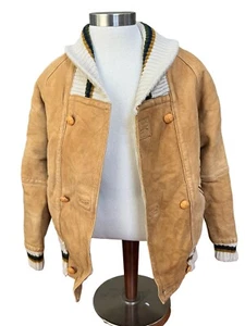 Vintage Unisex Leather Bomber style Sheepskin Jacket Style Sz M Men and L women - Picture 1 of 13