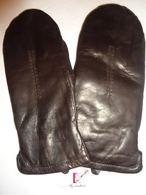 Guantes para dedos de cuero forrados de piel de conejo Grandoe para dama, marrón Foto 1 de 2