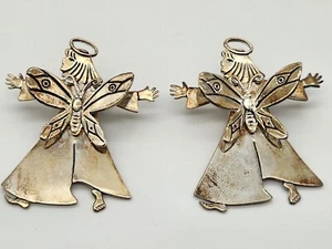 Pair 1997 Emilia Castillo Silver Angel Butterfly Scarf Clip Brooch - Picture 1 of 8