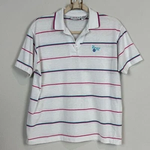 Vintage 80s Jekyll Island Club Pink Teal Striped Polo Shirt Di Fini 42/L - Bild 1 von 8