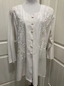 VTG White Diana Marco Tunic SZ 18 Ribbon Design - Picture 1 of 14