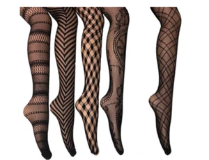 NEW NU&NU FISHNET LACE STOCKINGS (5 PK) M/L BLACK - Picture 1 of 1