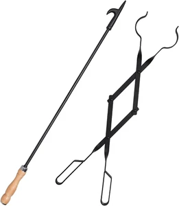Heavy Duty 32” Long Fireplace Fire Pit Campfire Poker Stick and 26” Fireplace To - Picture 1 of 12