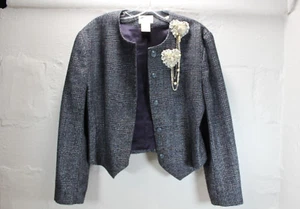 Woman's Vintage Tweed Blazer/Jacket Cropped Barclay Petites Wool/Silk Holiday - Picture 1 of 16