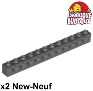 Lego Technic 2x Mattoncini Brick 1x12 Hole Grigio Scuro/Dark Bluish 3895 Nuovo