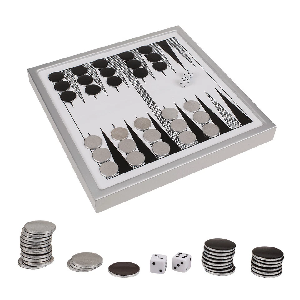 Metall Backgammon magnetisch Steine exklusiv 24,5 x 24,5 cm Gesellschaftsspiel - Bild 1 von 1