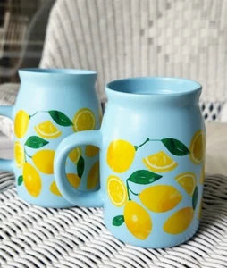 Pfaltzgraff Set of 2 Hot or Cold 14 oz Milk Jug Mugs Choose Blue Yellow Pink NWT - Picture 1 of 14