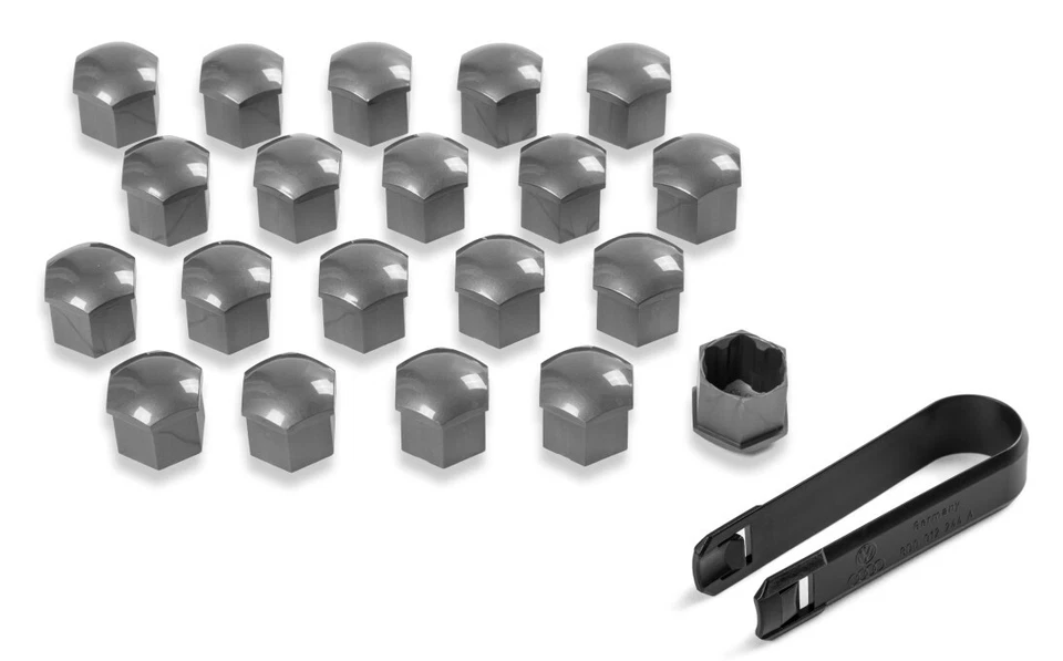 NEU Original SKODA 20stck Abdeckkappe Radschraube in grau metall 000071215P UZ7 - Bild 1 von 1