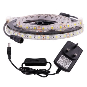 LED Strip Lights 12V 60Leds/m 5050 SMD Waterproof Warm/Cool White Flexible Tape - Picture 1 of 28
