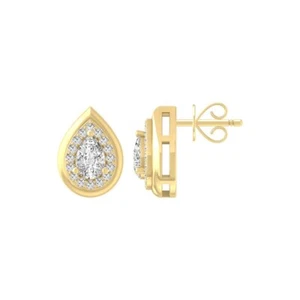 14K Yellow Gold Lab Grown Diamond Fashion Stud Earrings for Women 1.8 gram - Picture 1 of 7