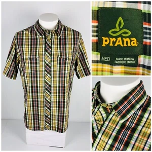 Prana Mens Medium Shirt Plaids Checks Multicolor Breaht Hiking Outdoor EUC - Picture 1 of 10
