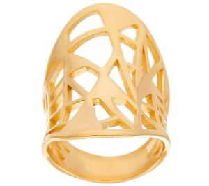 Bronzo Italia Yellow Bronze Concave Oval Geometric Cut-Out Band Ring Size 5 Qvc
