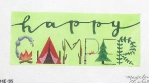 Madeline Elizabeth Happy Camper Sign Handpainted Needlepoint Canvas - Picture 1 of 1
